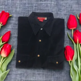 Guess Black Velvet style western shirt 100% cotton - Medium - Preloved