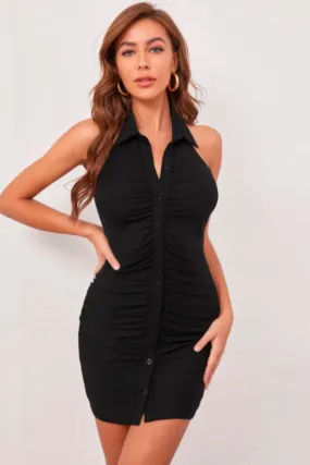 Halter Neck Ruched Bodycon