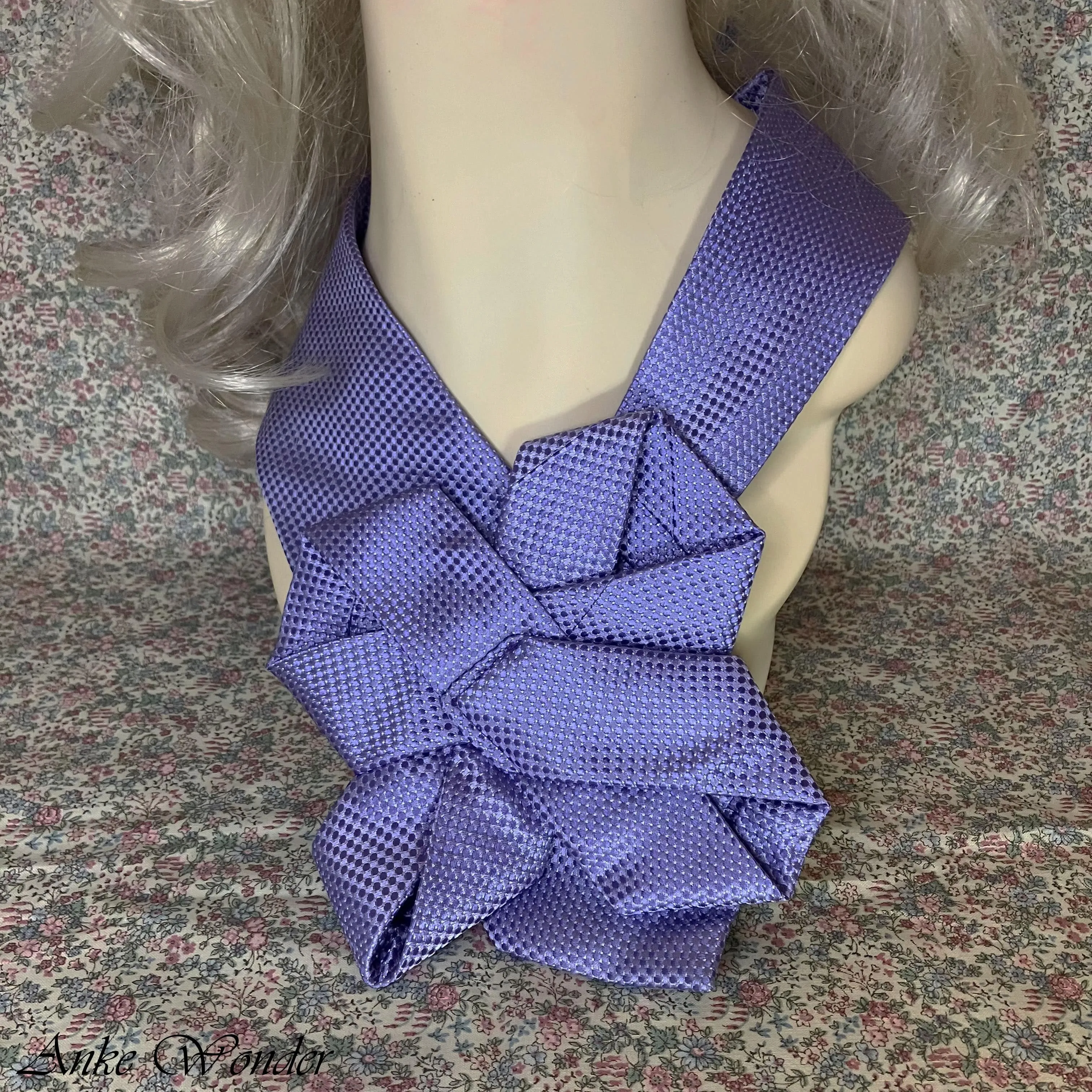 Handmade Women's Purple Silk Necktie – Floral Design, Upcycled