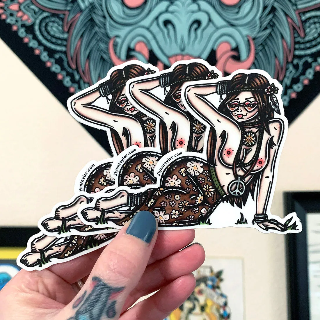 Hippy Pinup Sticker