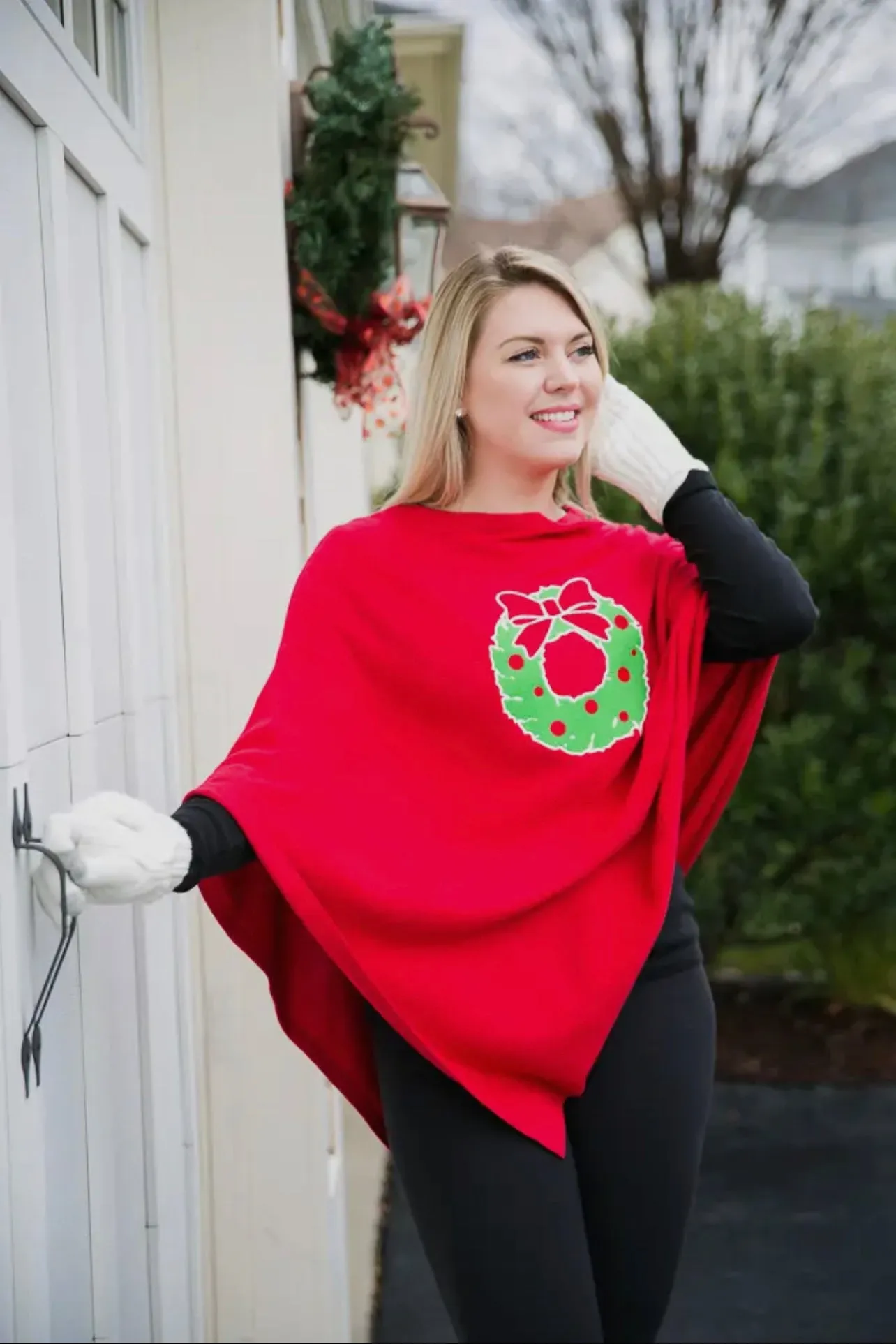 Holly Wreath Poncho