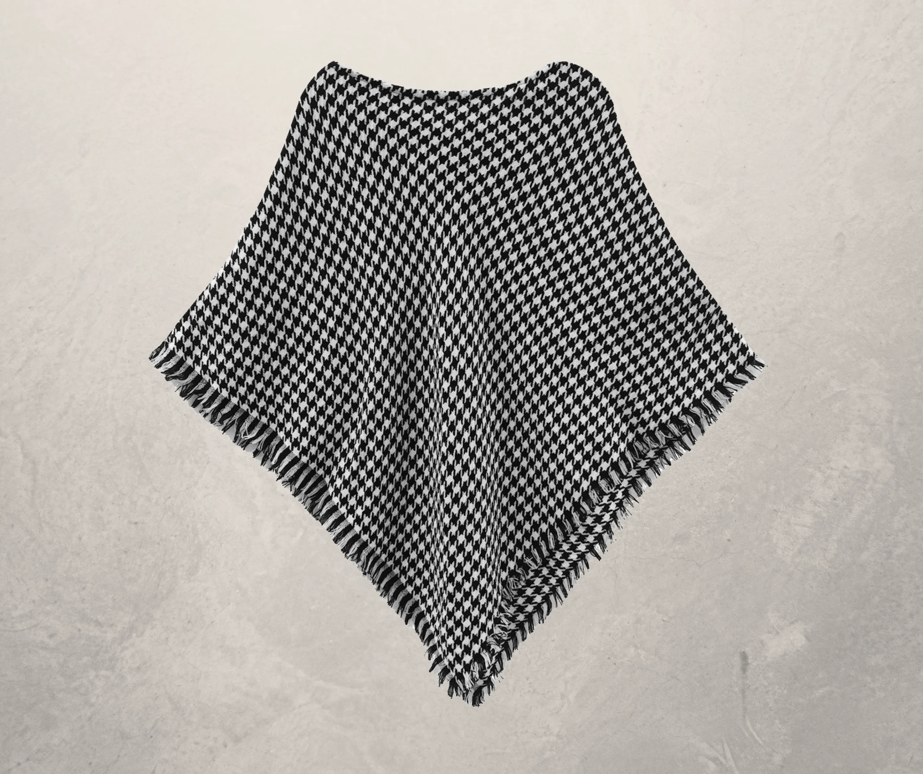 Houndstooth Print Poncho