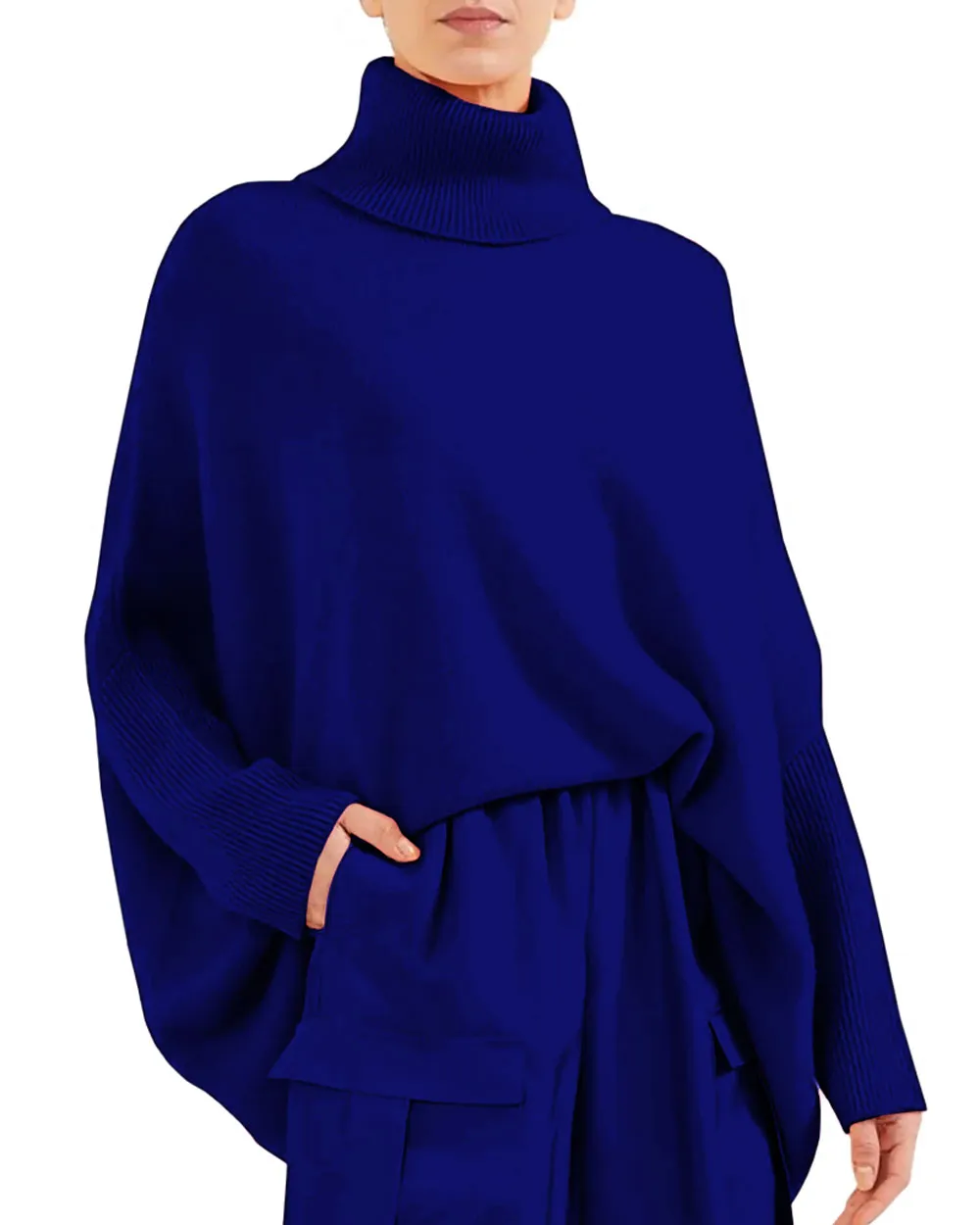 Indigo Cashmere Oversized Turtleneck Sweater