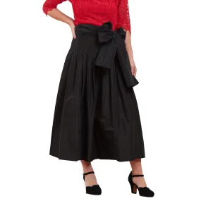 J. Peterman Women's Pleated Waist-Tie Taffeta Skirt in Black