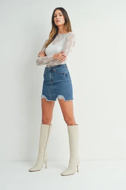 JBD Denim Mini Skirt- Medium Wash