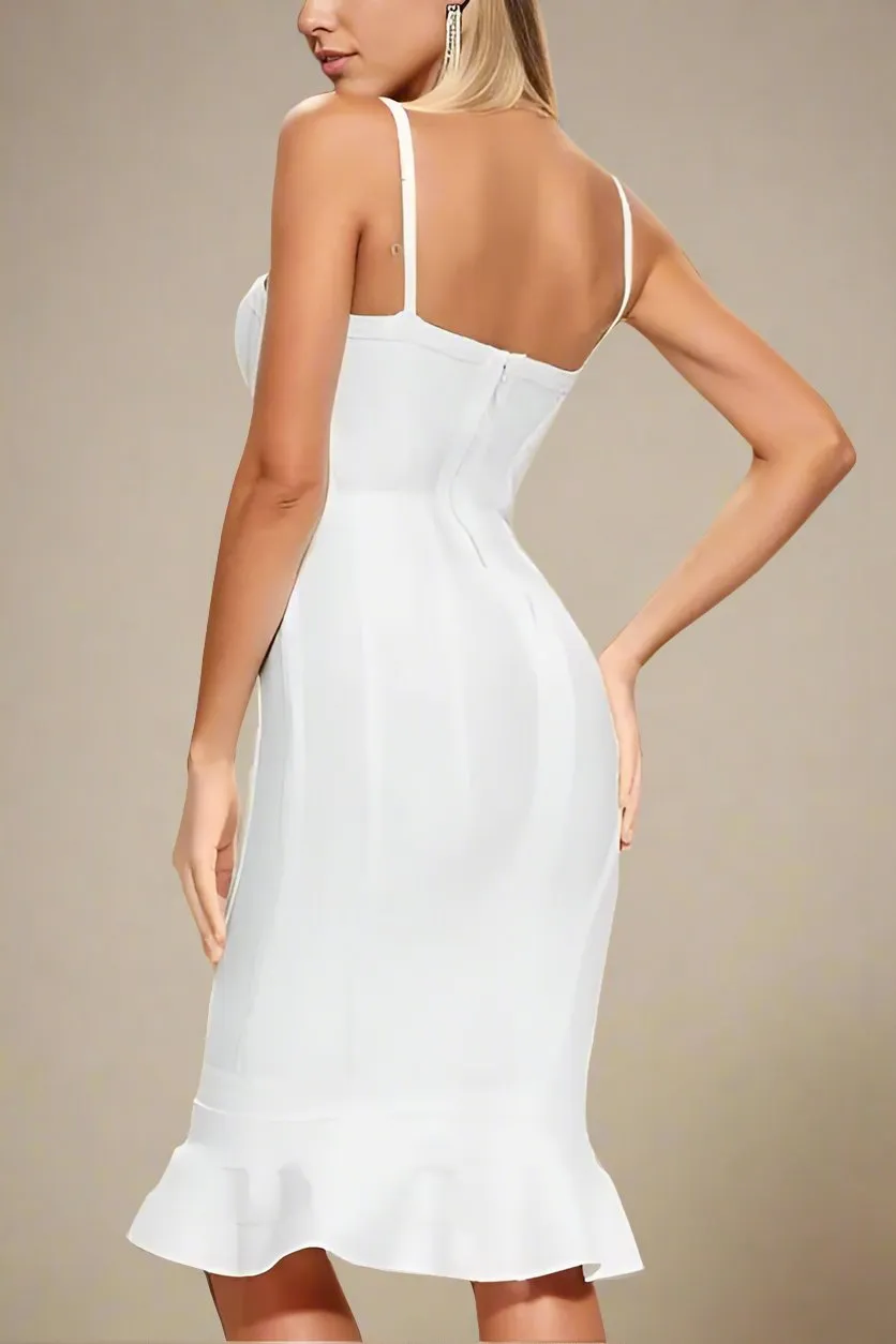 Joy Bandage Midi Dress - Pearl White