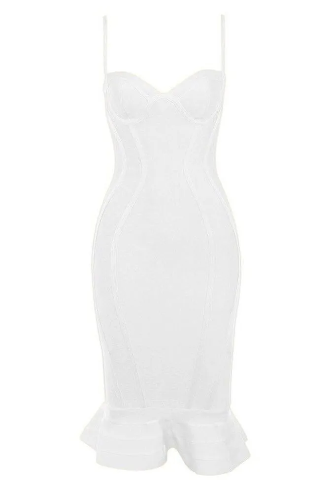 Joy Bandage Midi Dress - Pearl White