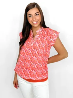 Kate And Pippa Short sleeve Band Top Coral