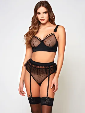 Kept Secrets Black Bra & Garter Set