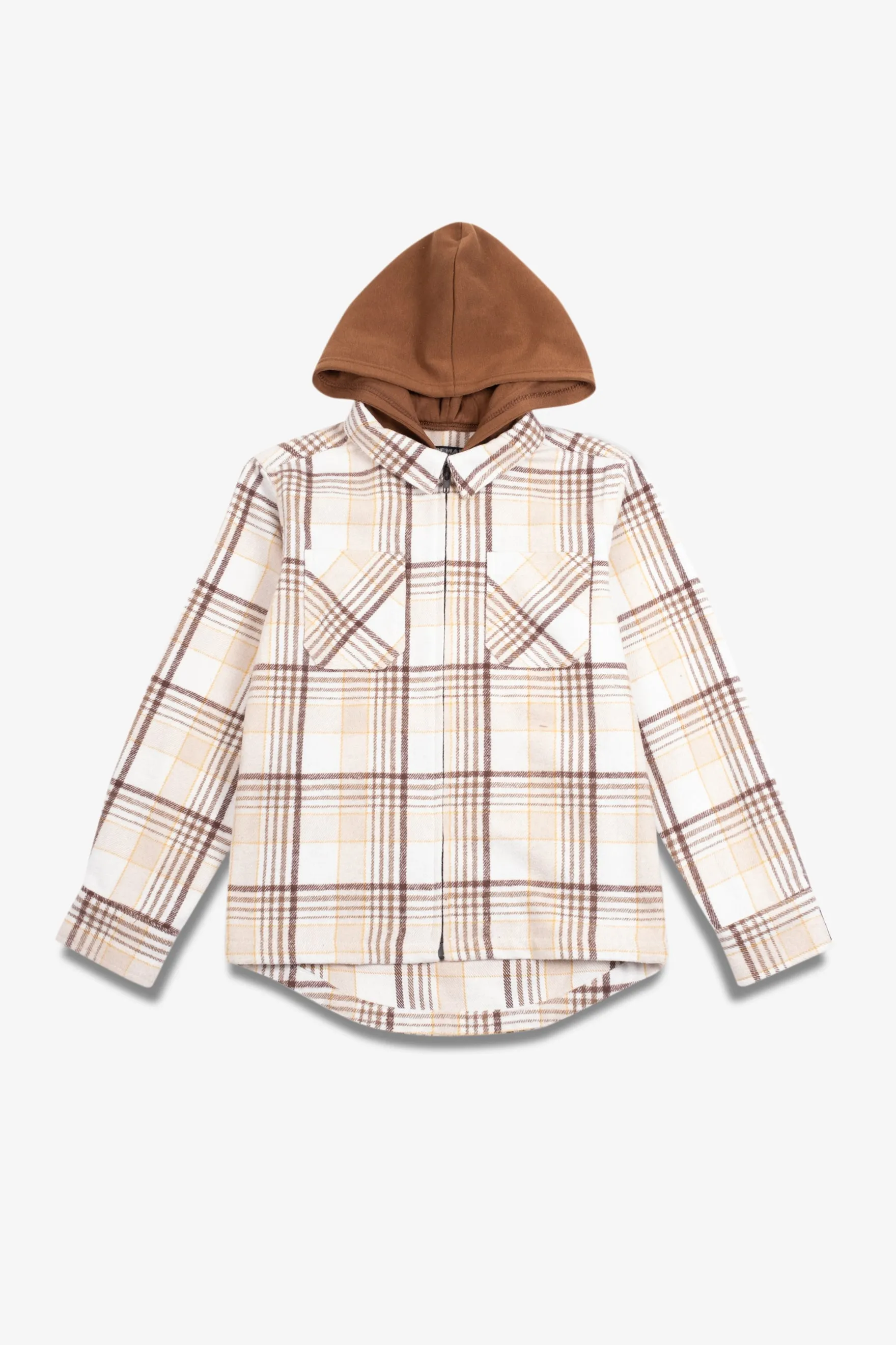 Kids Flannel Hooded Zip Shacket