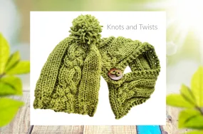 Knots and Twists, cowl & beanie set