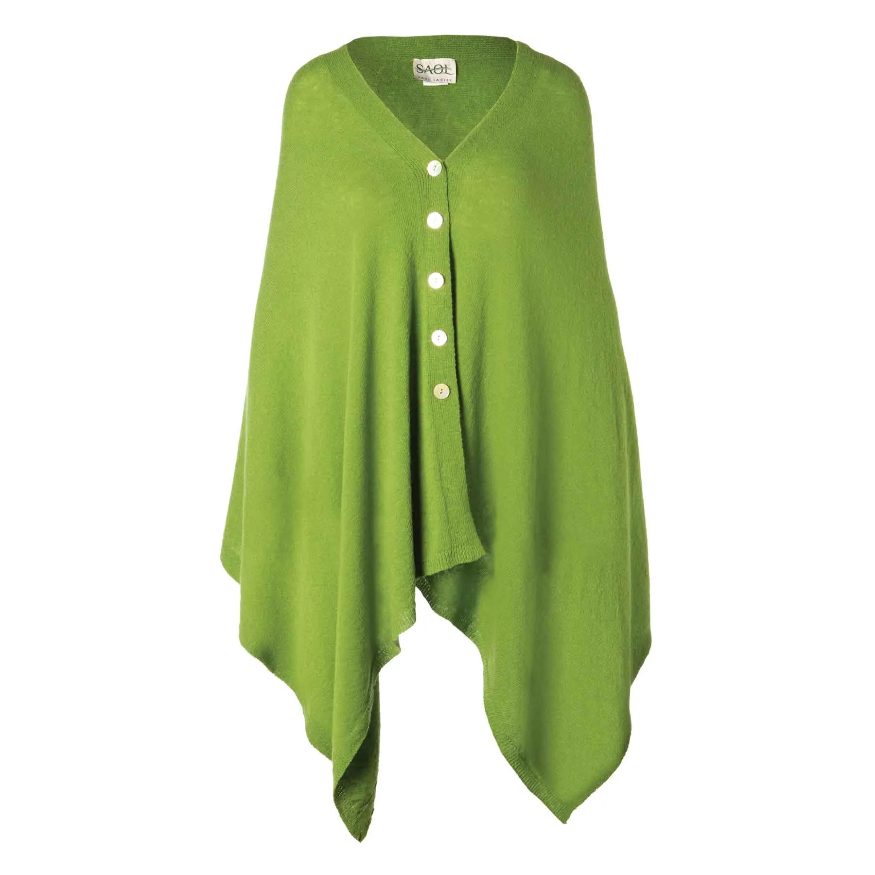 Lambswool Poncho- Kelly Green