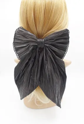 leather pleats hair bow fashionista hair accessory for women