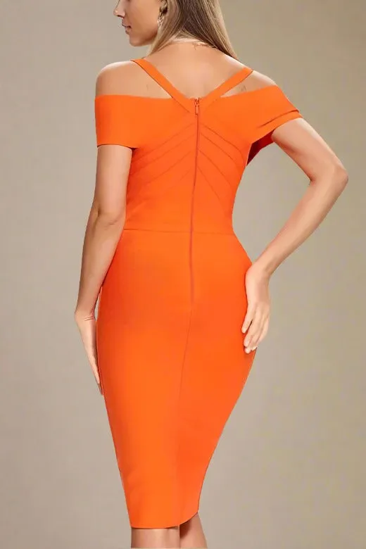 Leo Bandage Midi Dress - Apricot Orange