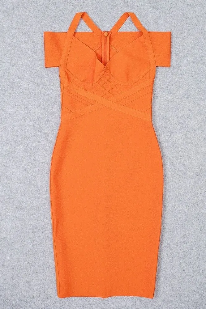 Leo Bandage Midi Dress - Apricot Orange