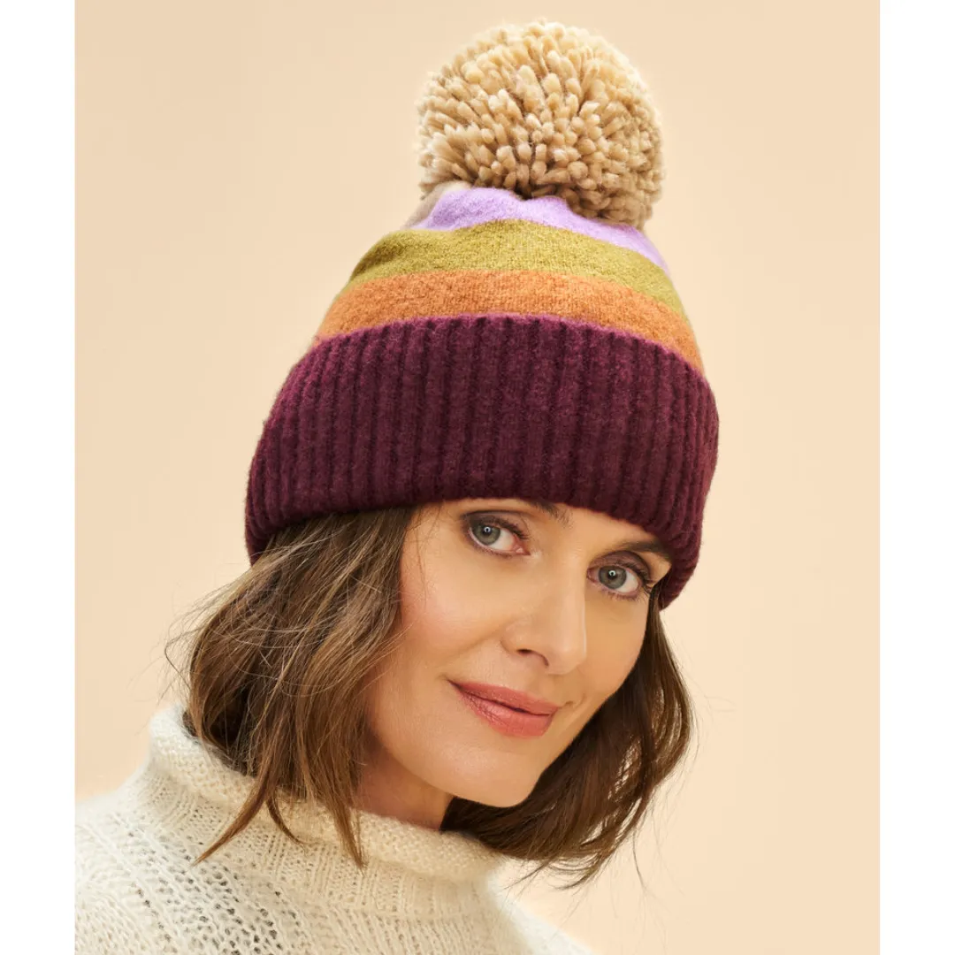 Lilia Knit Pompom Hat by Powder UK - Plum