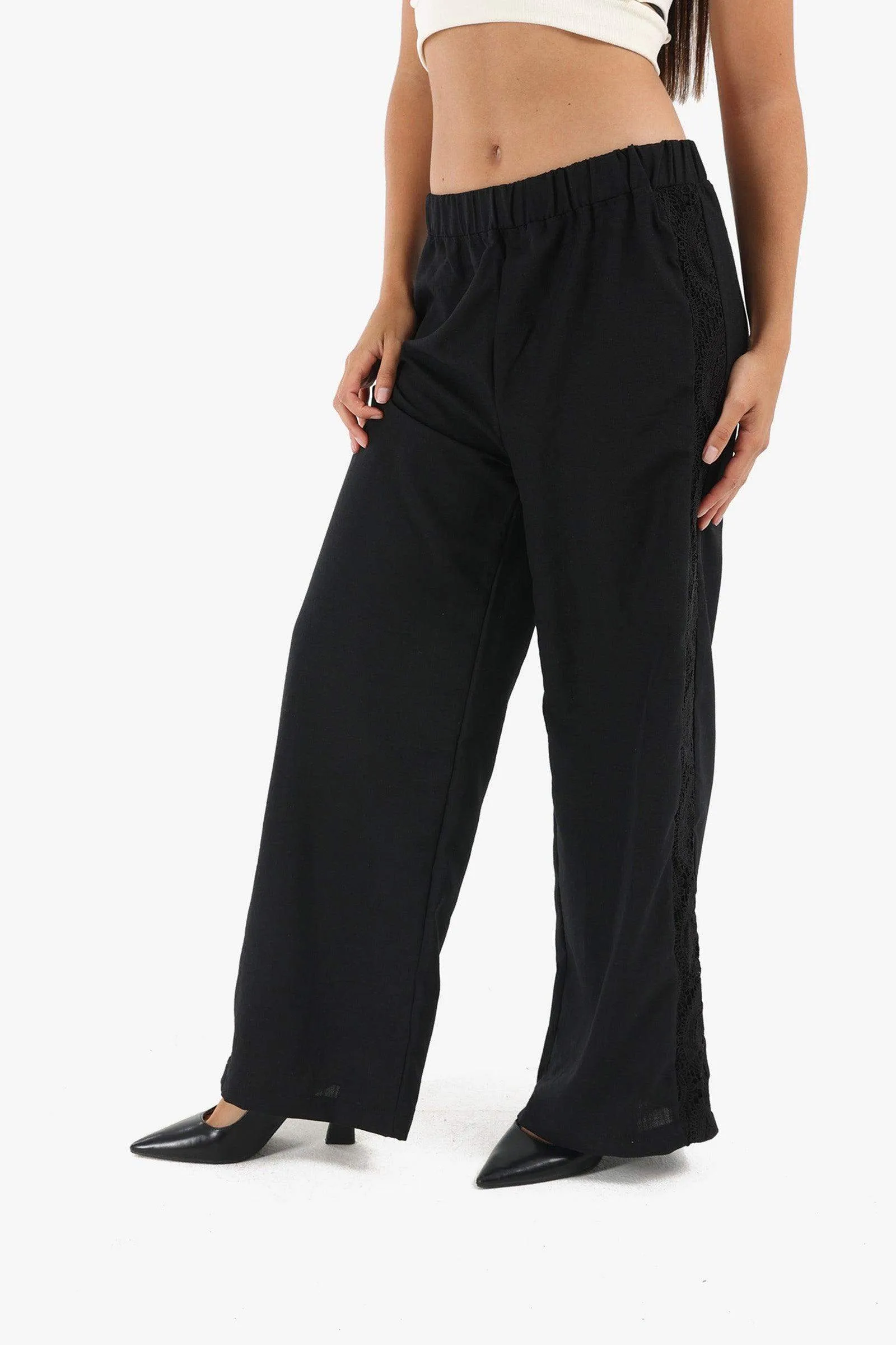 Linen Lounge Pants with Embroidery