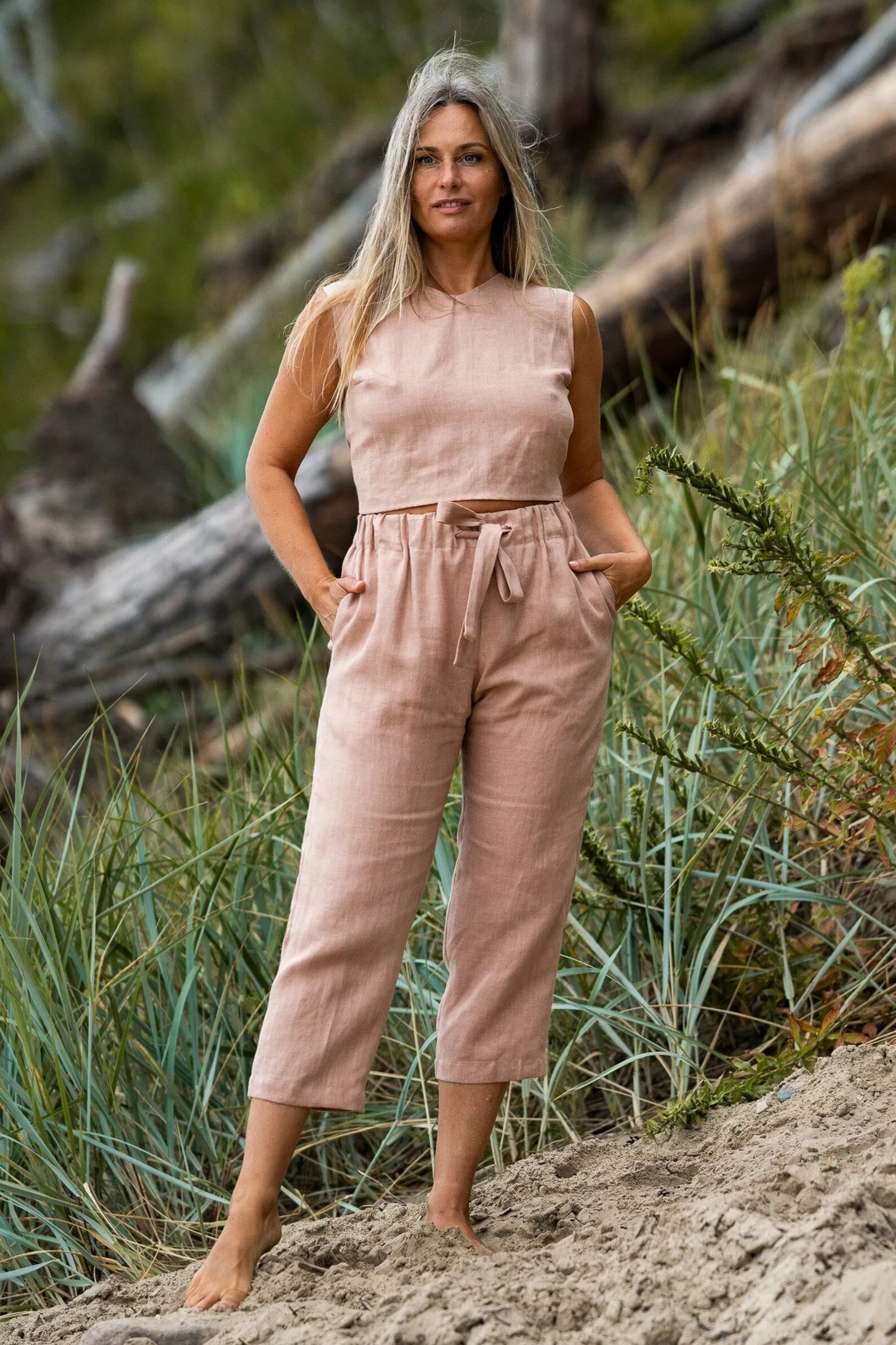 Linen Pants IEVA In Powder