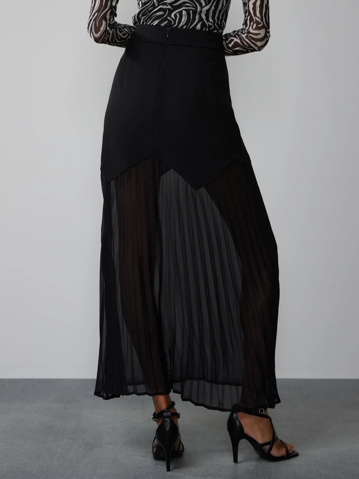 Long Chiffon Pleated Skirt