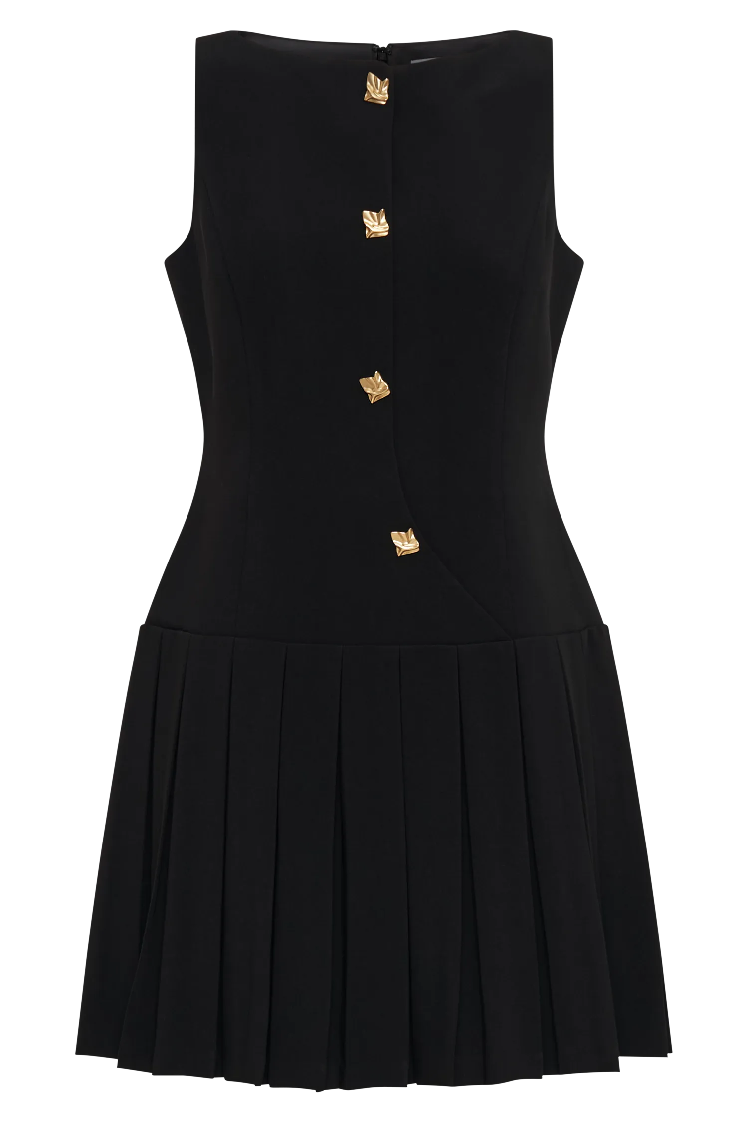 Mackenzie Sleeveless Pleated Mini Dress - Black