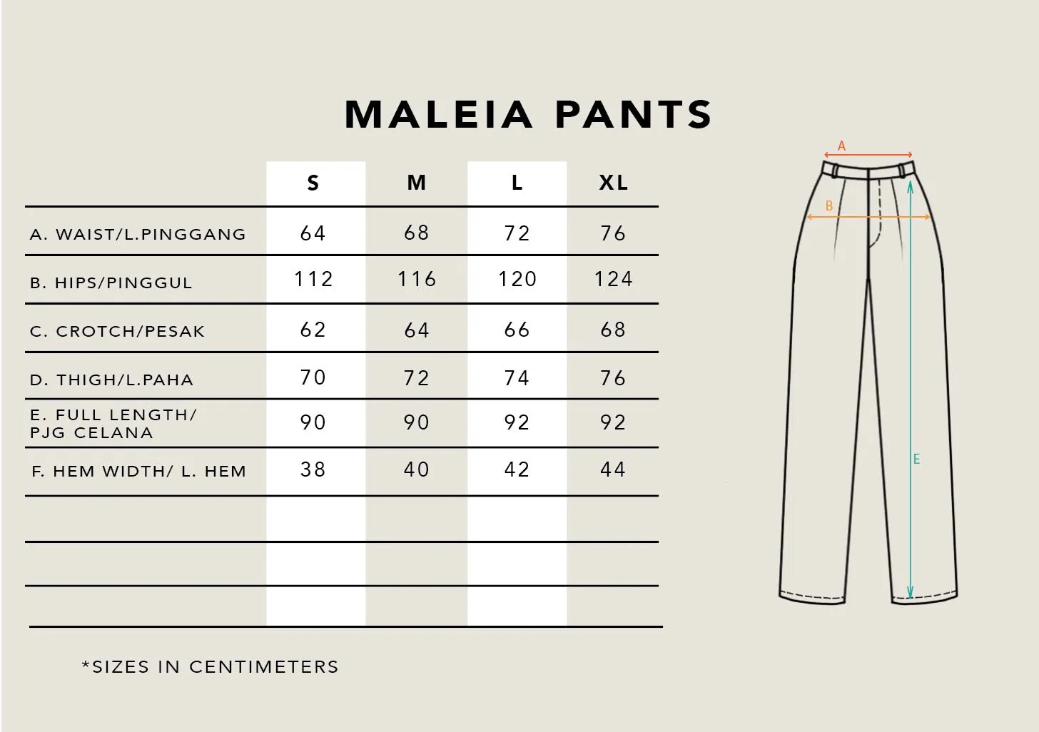 MALEIA PANTS PLAIN RUST