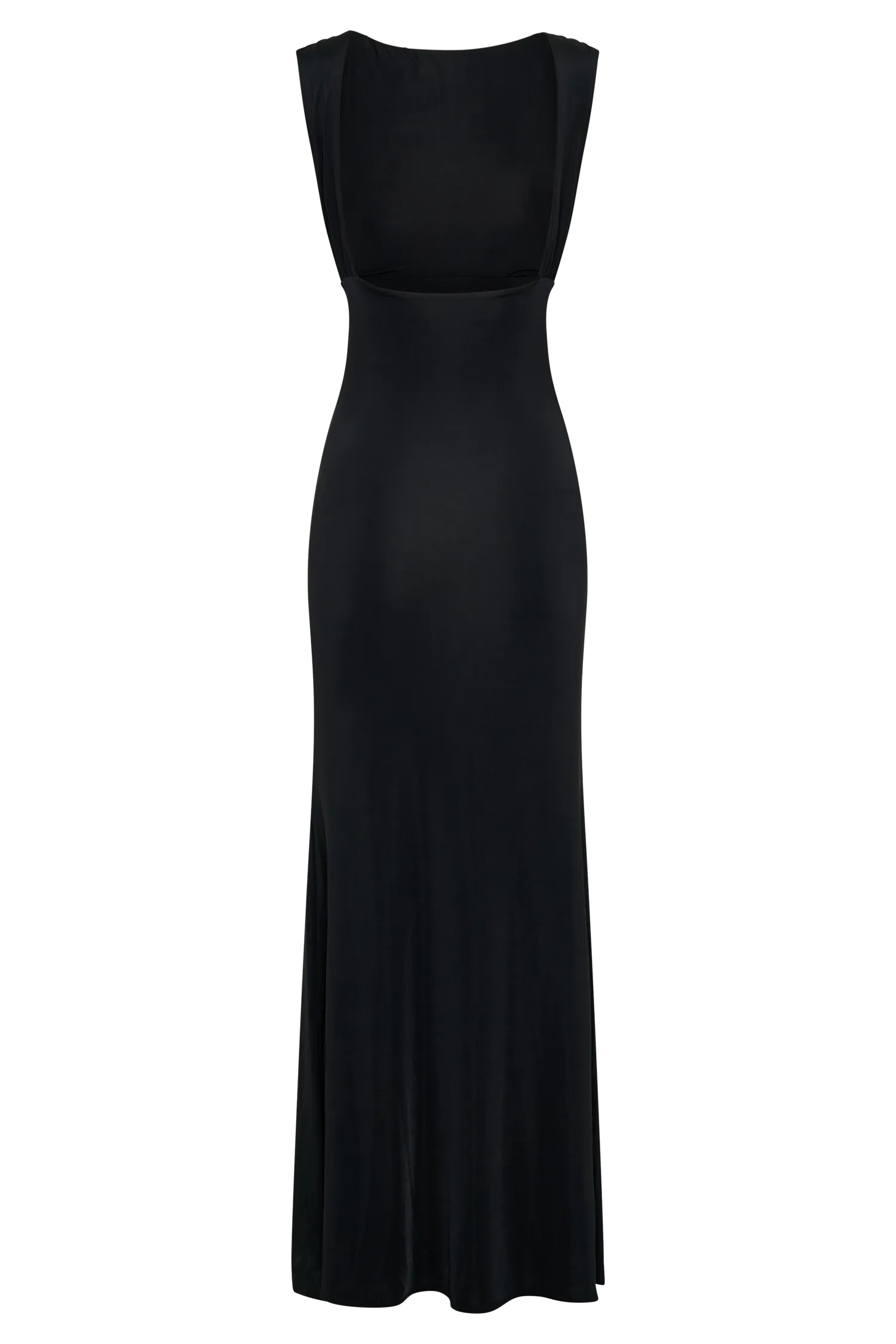 Malia Slinky Ruched Maxi Dress - Black