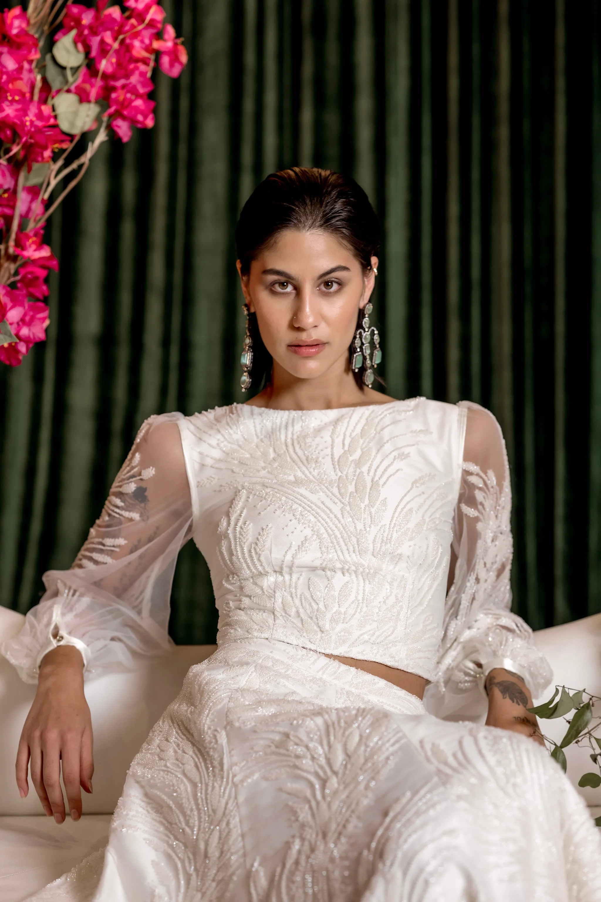 MARI White Bridal Lehenga Set