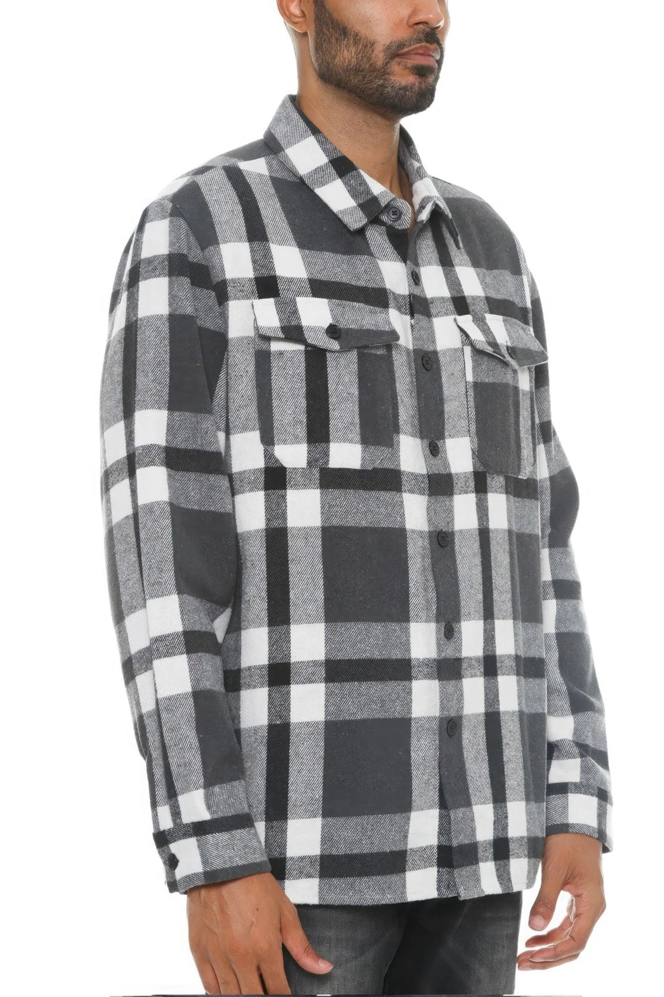 Men's Grey/Black Checkered Soft Flannel Shacket