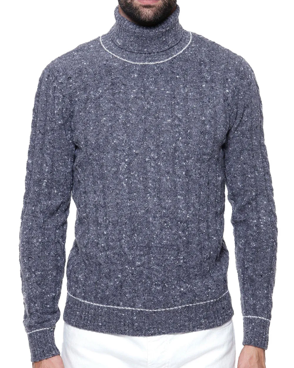 Mid Grey Melange Turtleneck Sweater