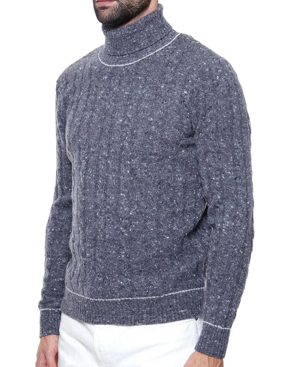 Mid Grey Melange Turtleneck Sweater