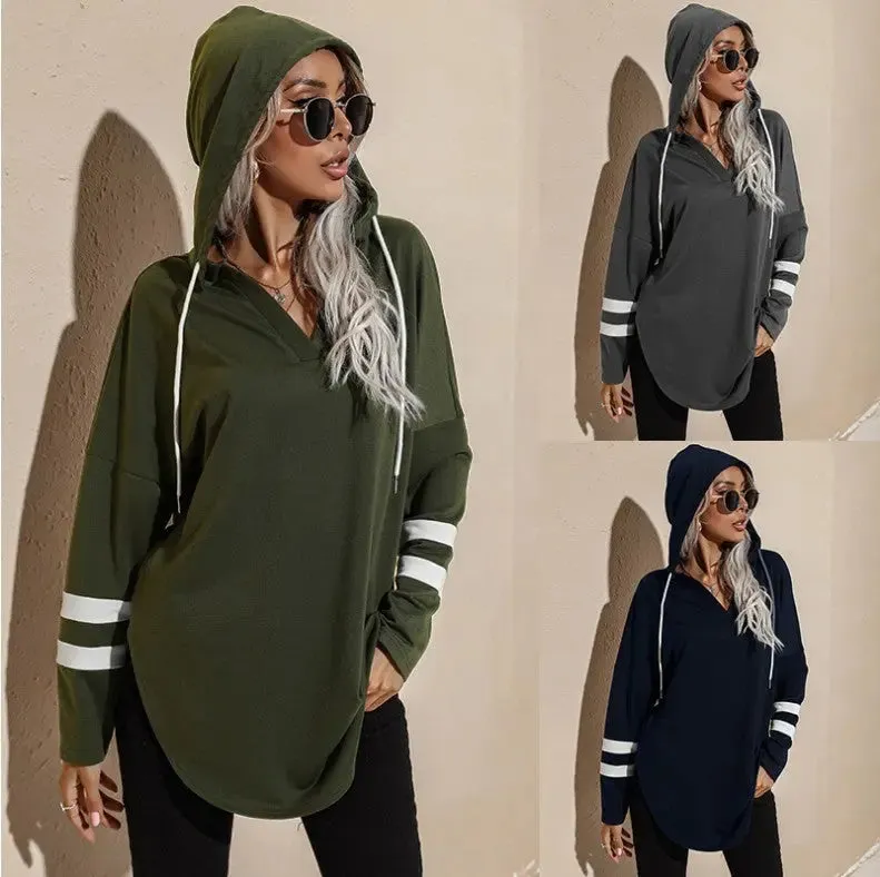 Mid-length Thin Loose Hooded Sweatshirt