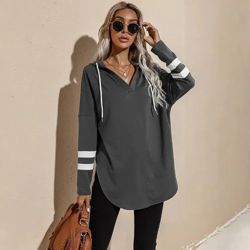 Mid-length Thin Loose Hooded Sweatshirt