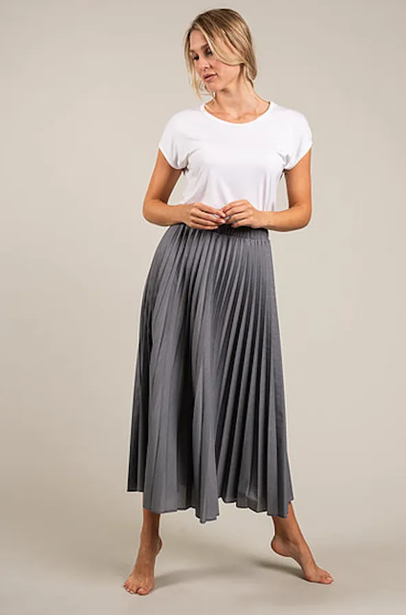 Midi Pleated Skirt - White