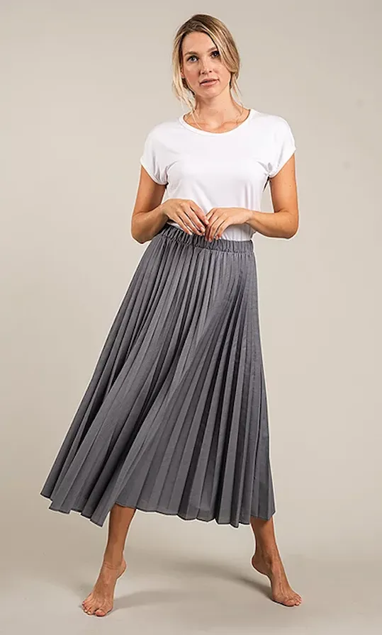 Midi Pleated Skirt - White