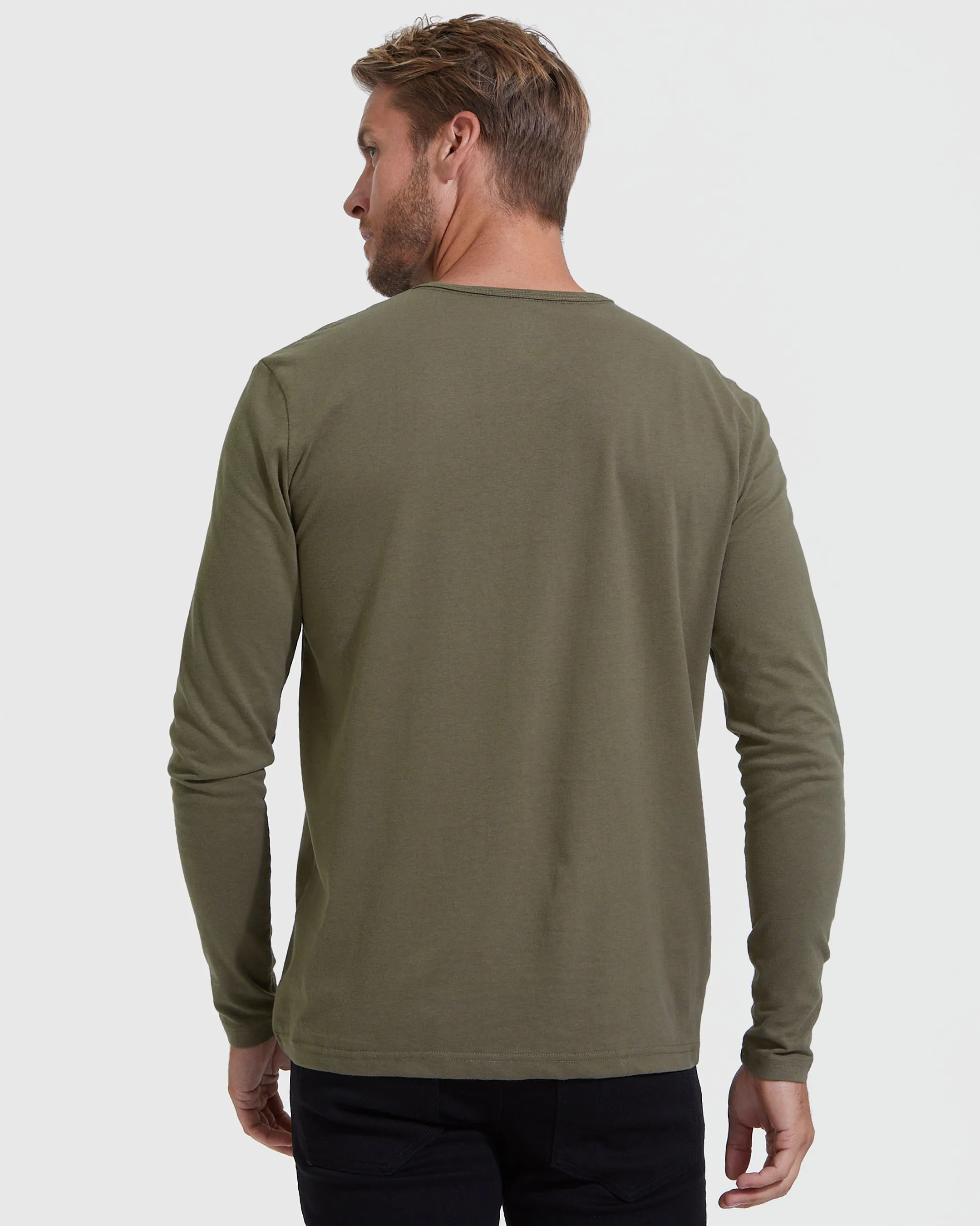 Military Green Long Sleeve Henley