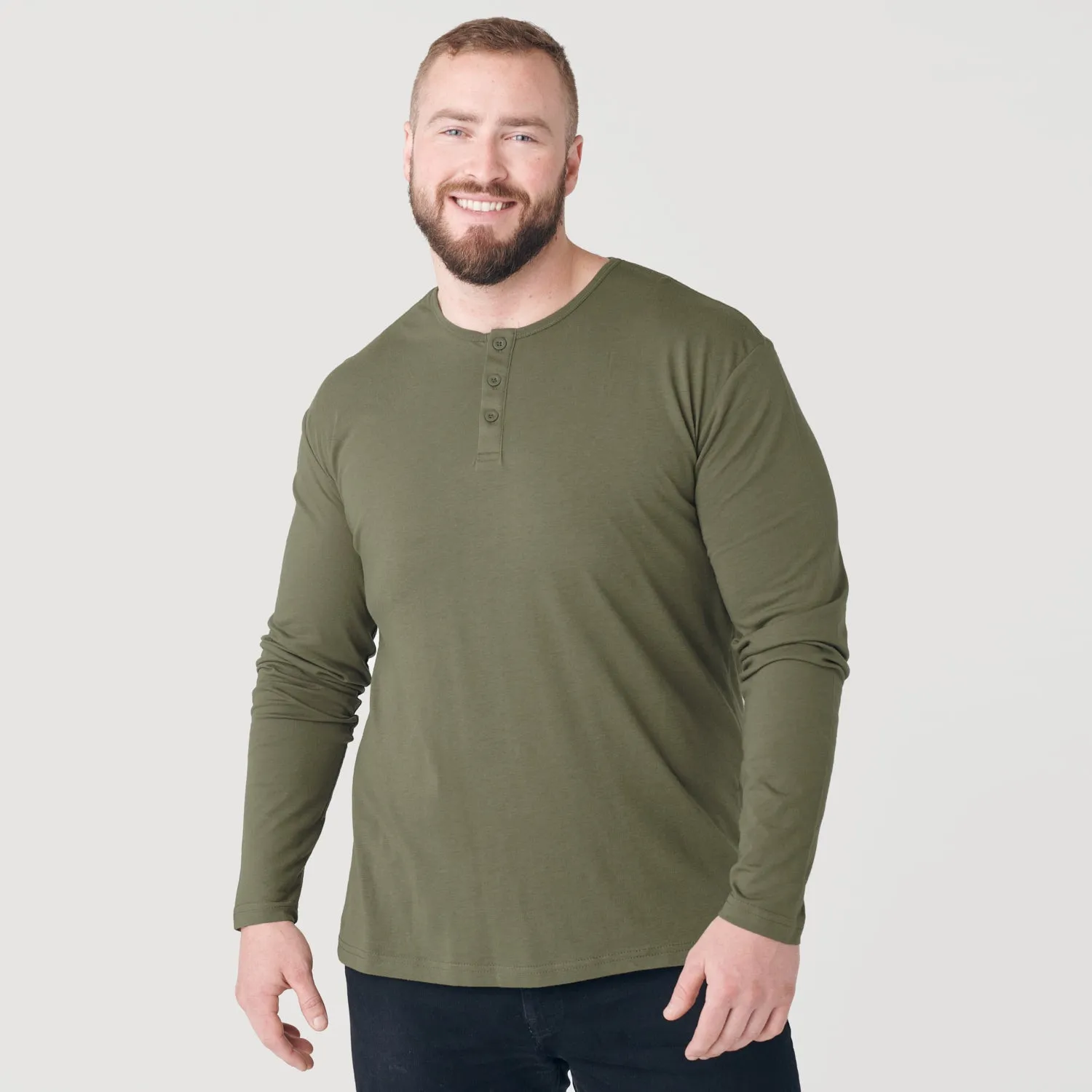 Military Green Long Sleeve Henley