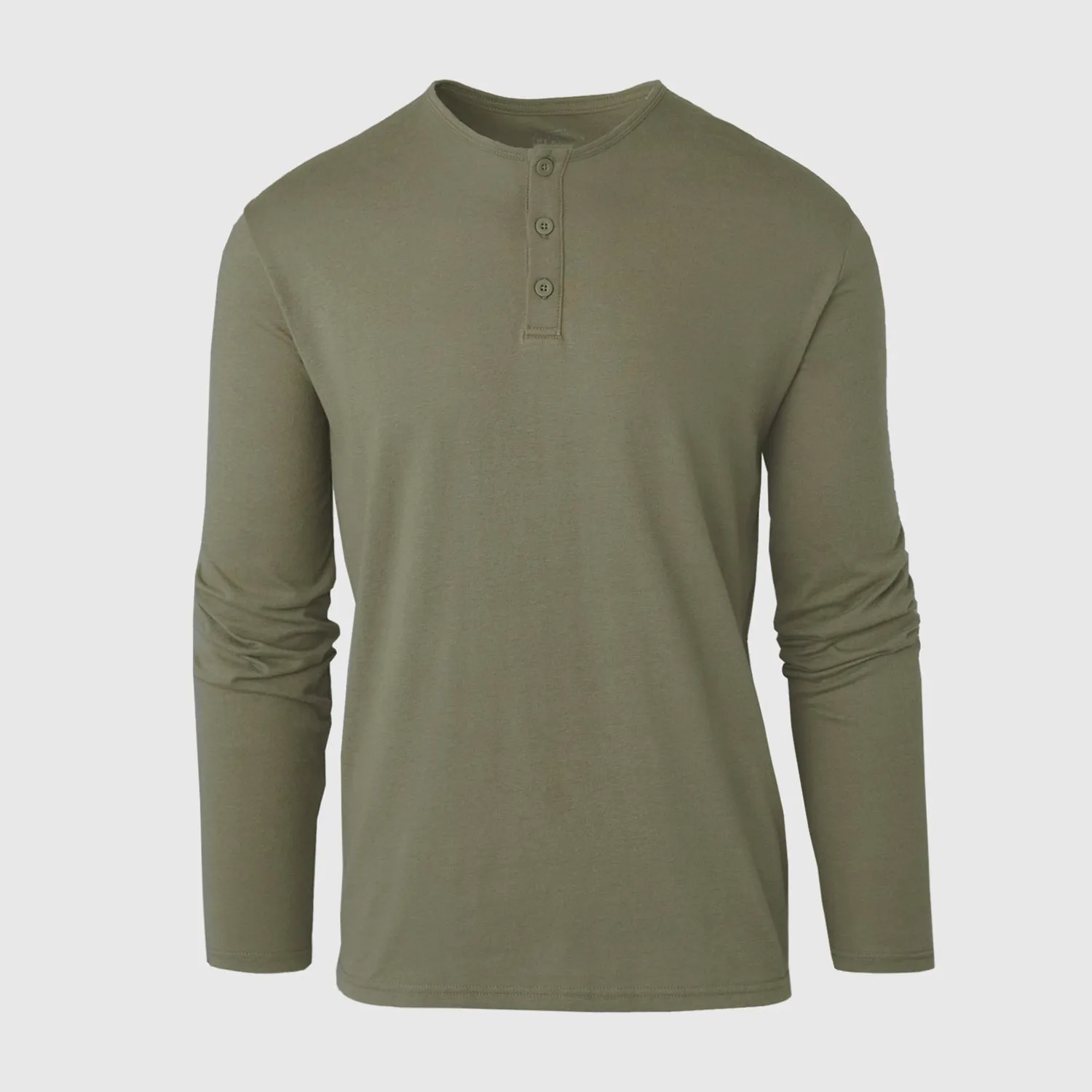 Military Green Long Sleeve Henley