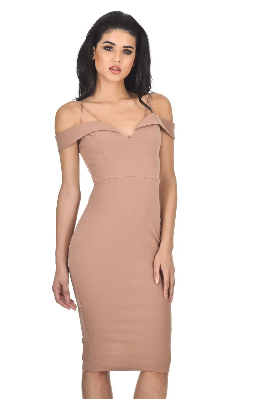 Mink Off The Shoulder Bodycon dress