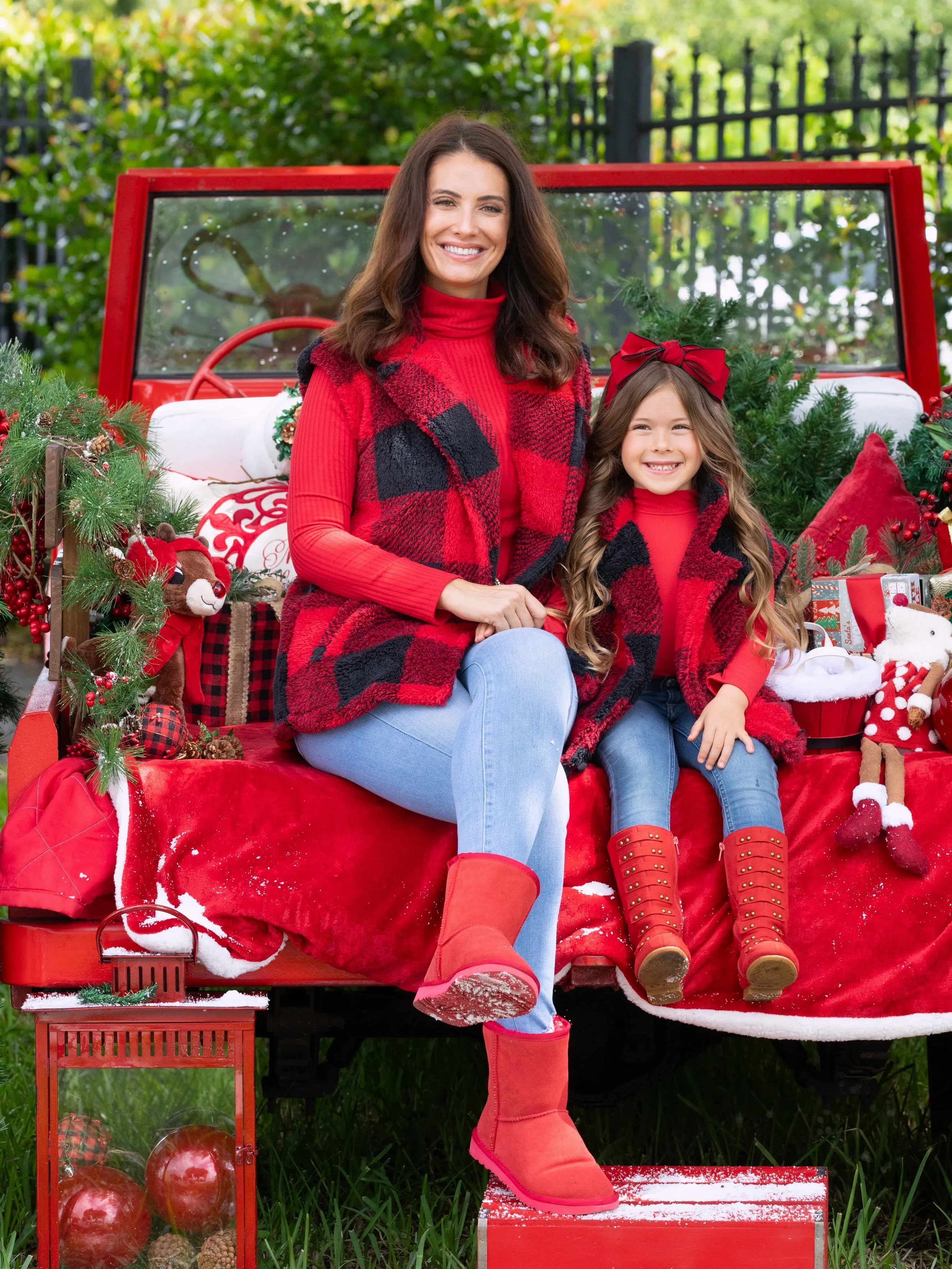 Mommy and Me Red Ribbed Turtleneck