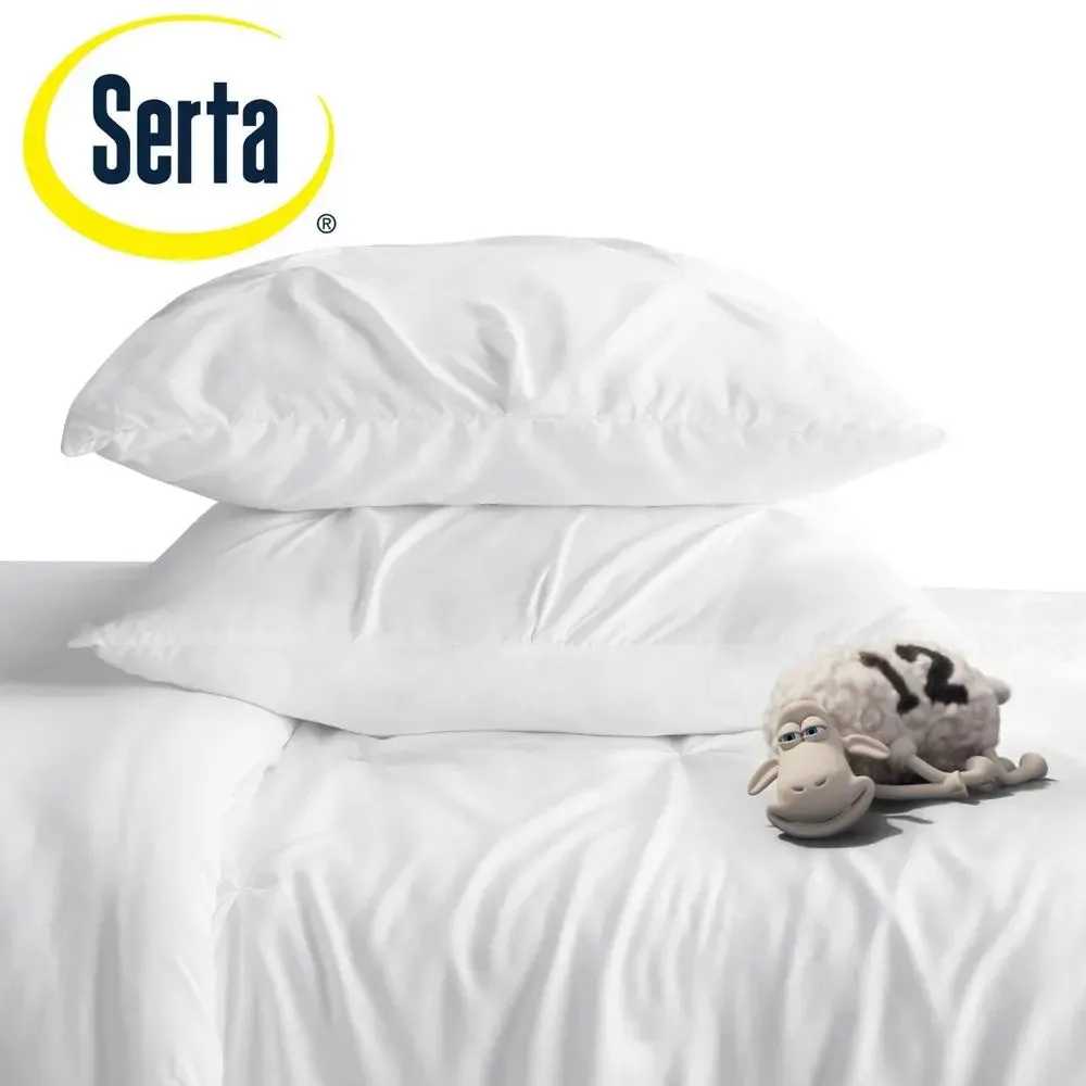 New - Serta Comforter Set Pleated Stain-Resistant Antimicrobial, White, Twin/TwinXL