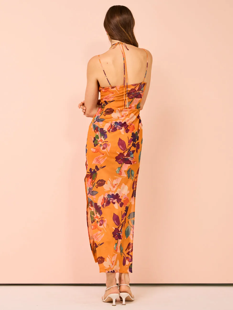 One Fell Swoop Amara Stretch Doubled Dress in Tangerine Field