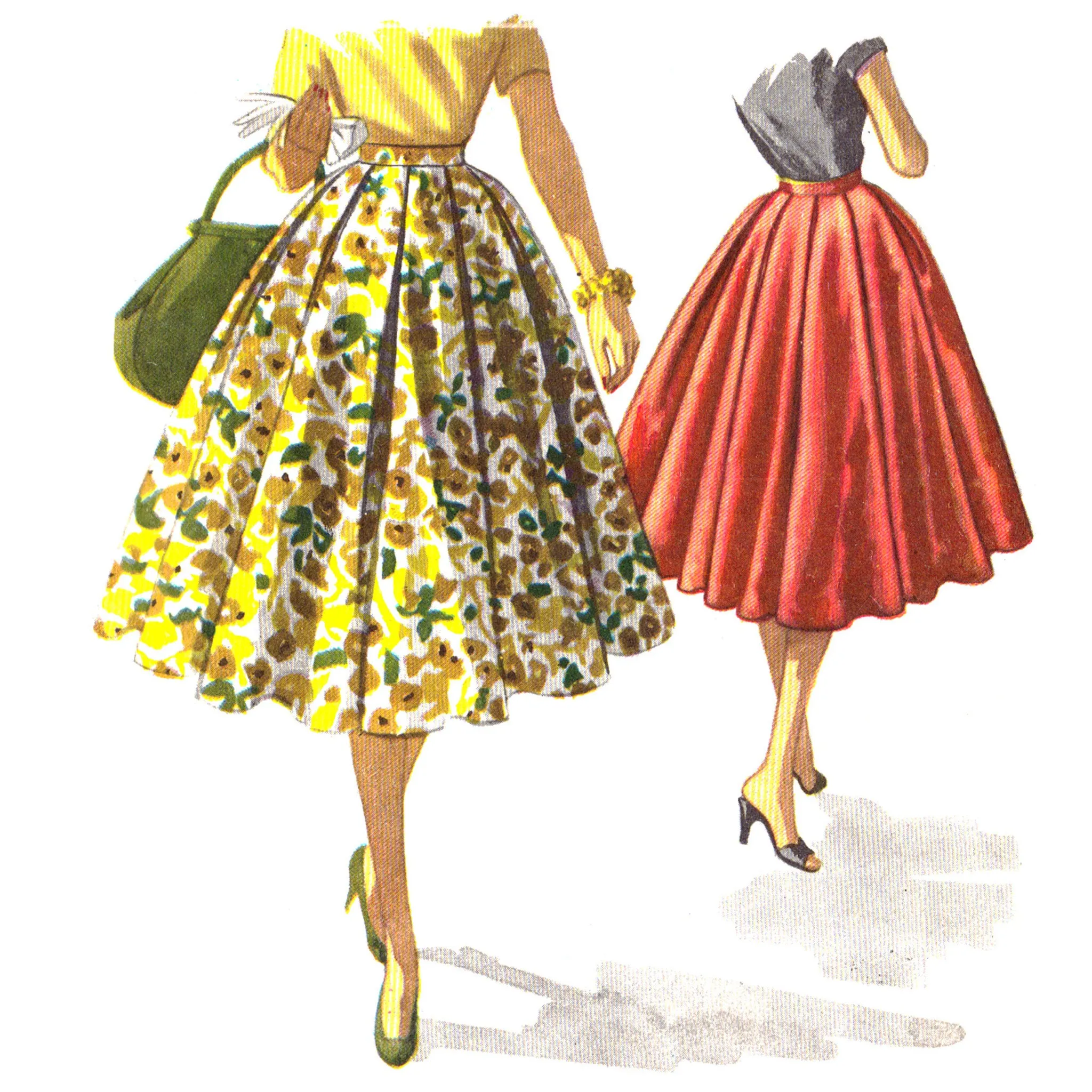 PDF - 1950s Sewing Pattern, Soft Box Pleated Circle Skirt - Multi-sizes - Download