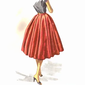 PDF - 1950s Sewing Pattern, Soft Box Pleated Circle Skirt - Multi-sizes - Download