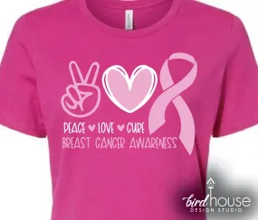 Peace Love Cure Breast Cancer Awareness Shirt