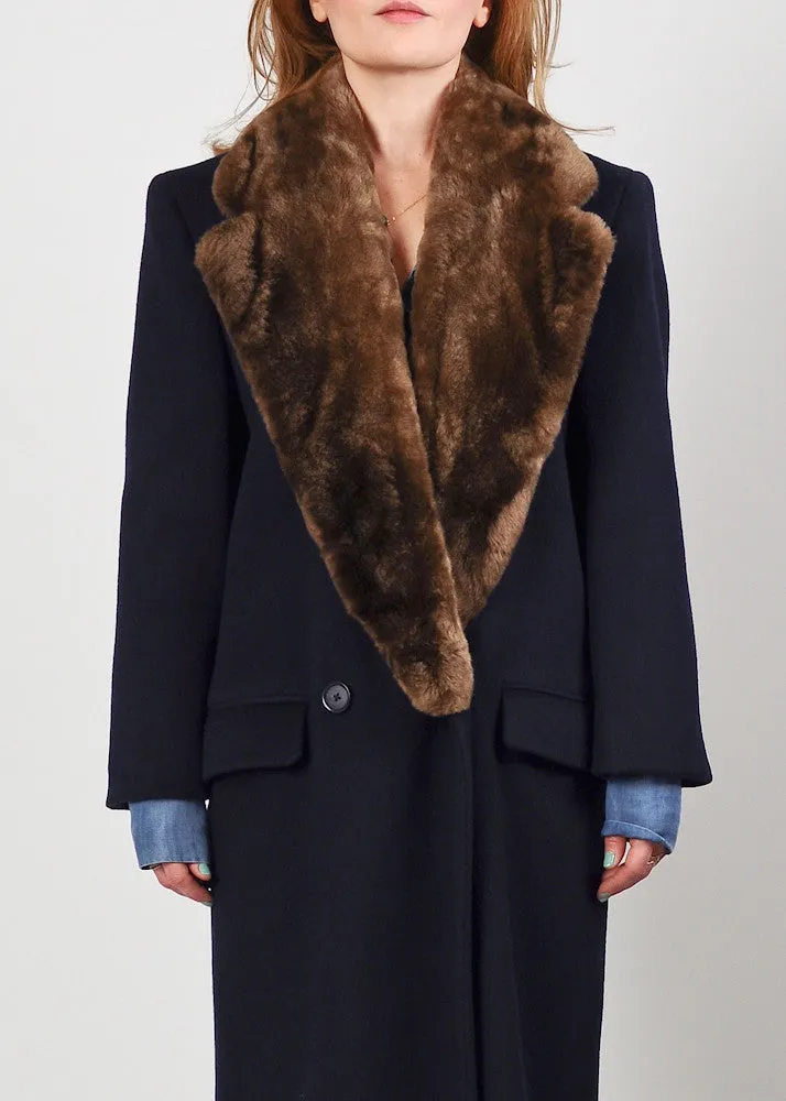 Perry Ellis Fur   Wool Maxi Coat