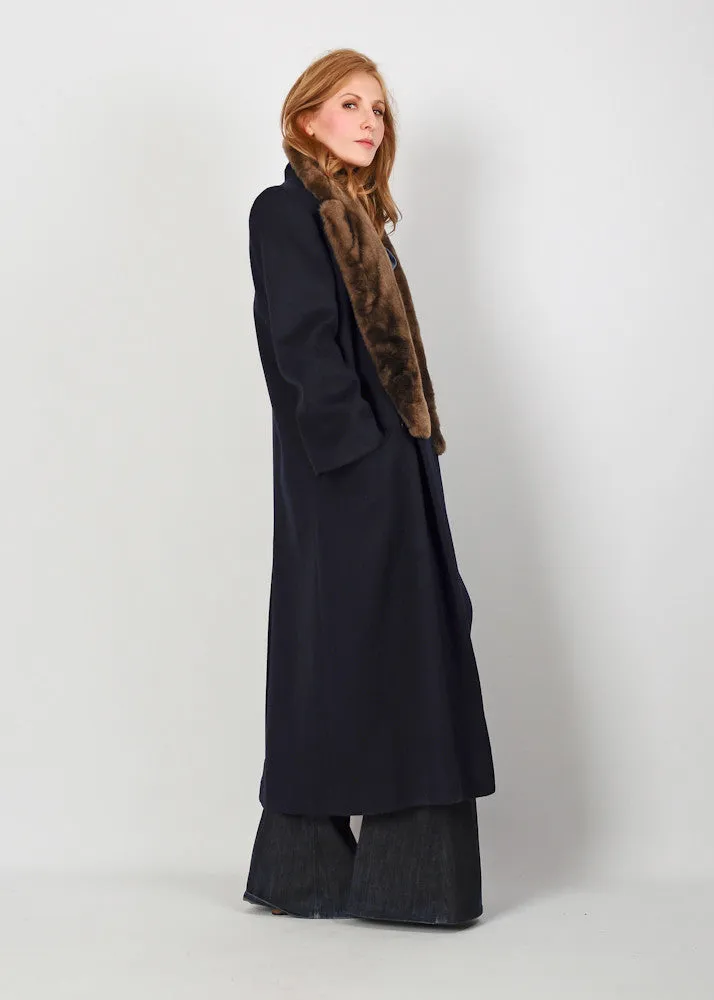 Perry Ellis Fur   Wool Maxi Coat