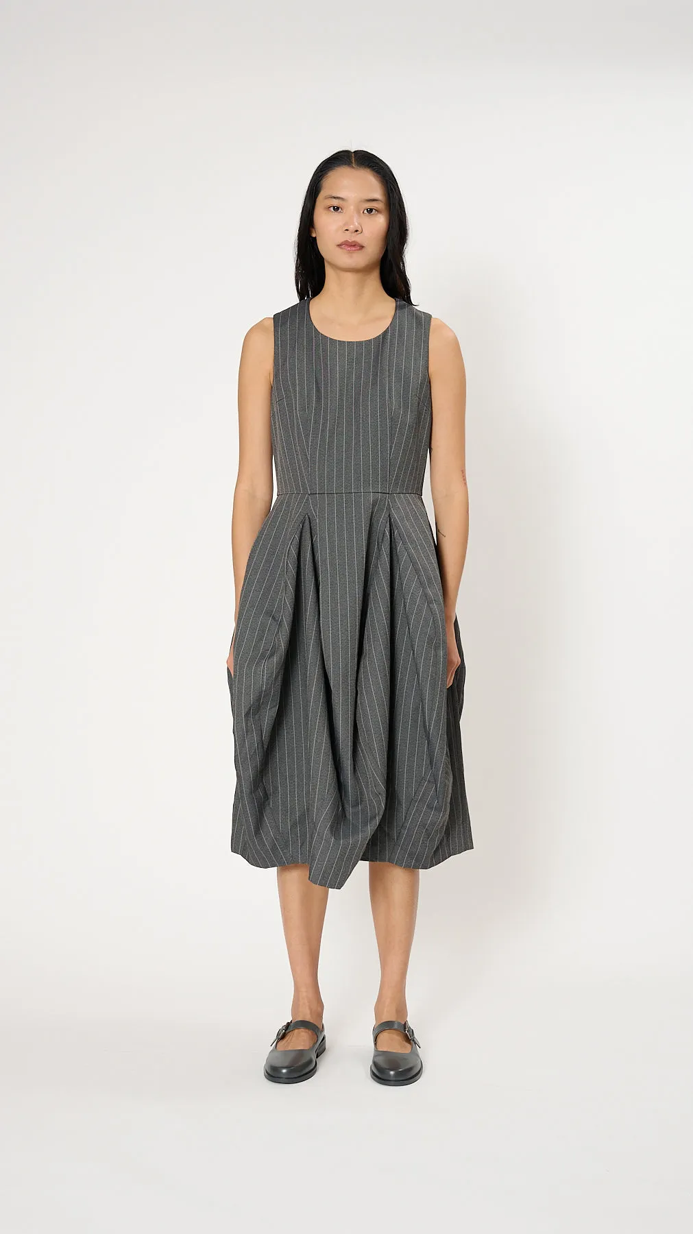 Pinstripe Dress in Gray