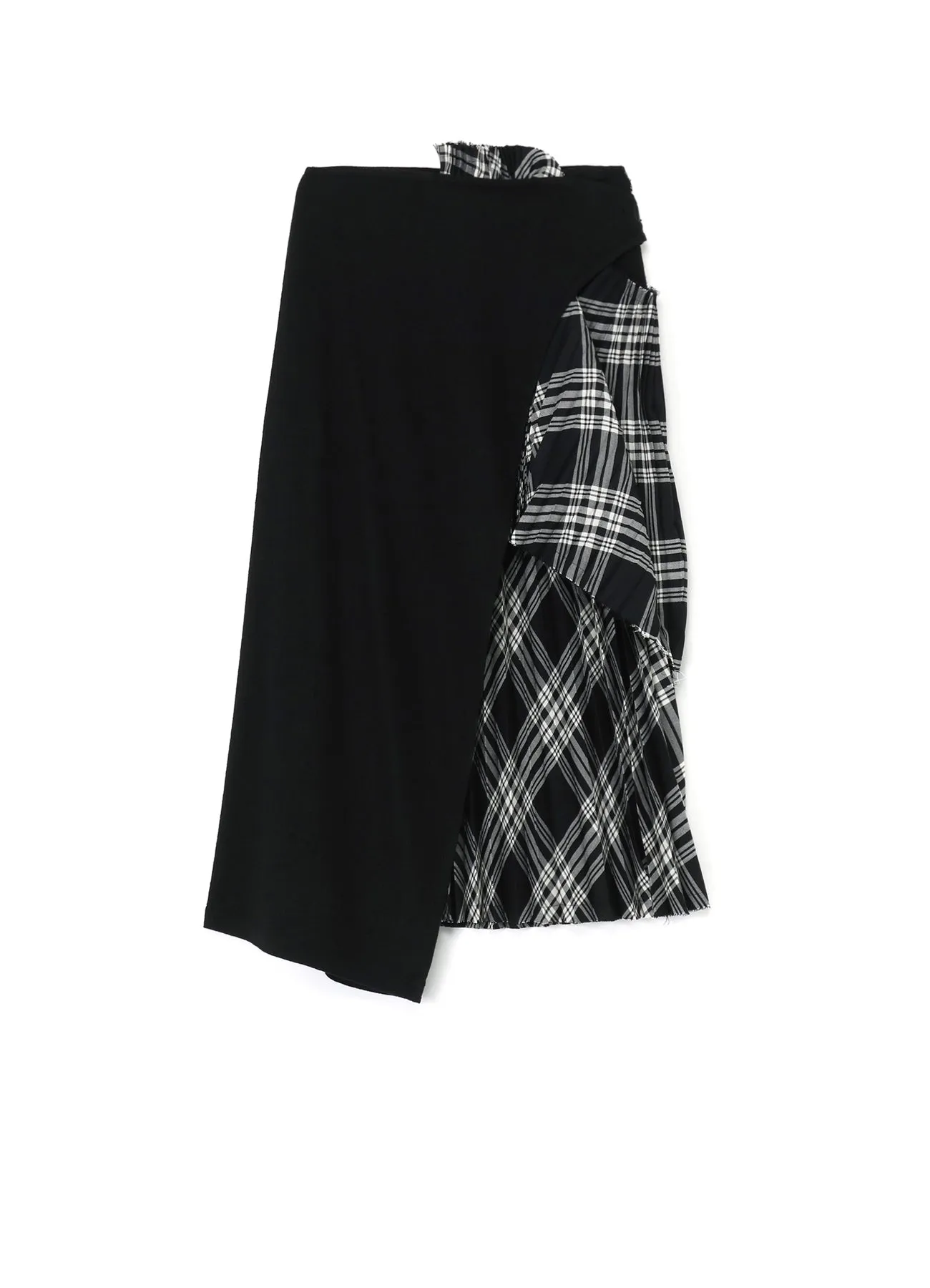 PLAID ASYMMETRIC PLEATED SKIRT