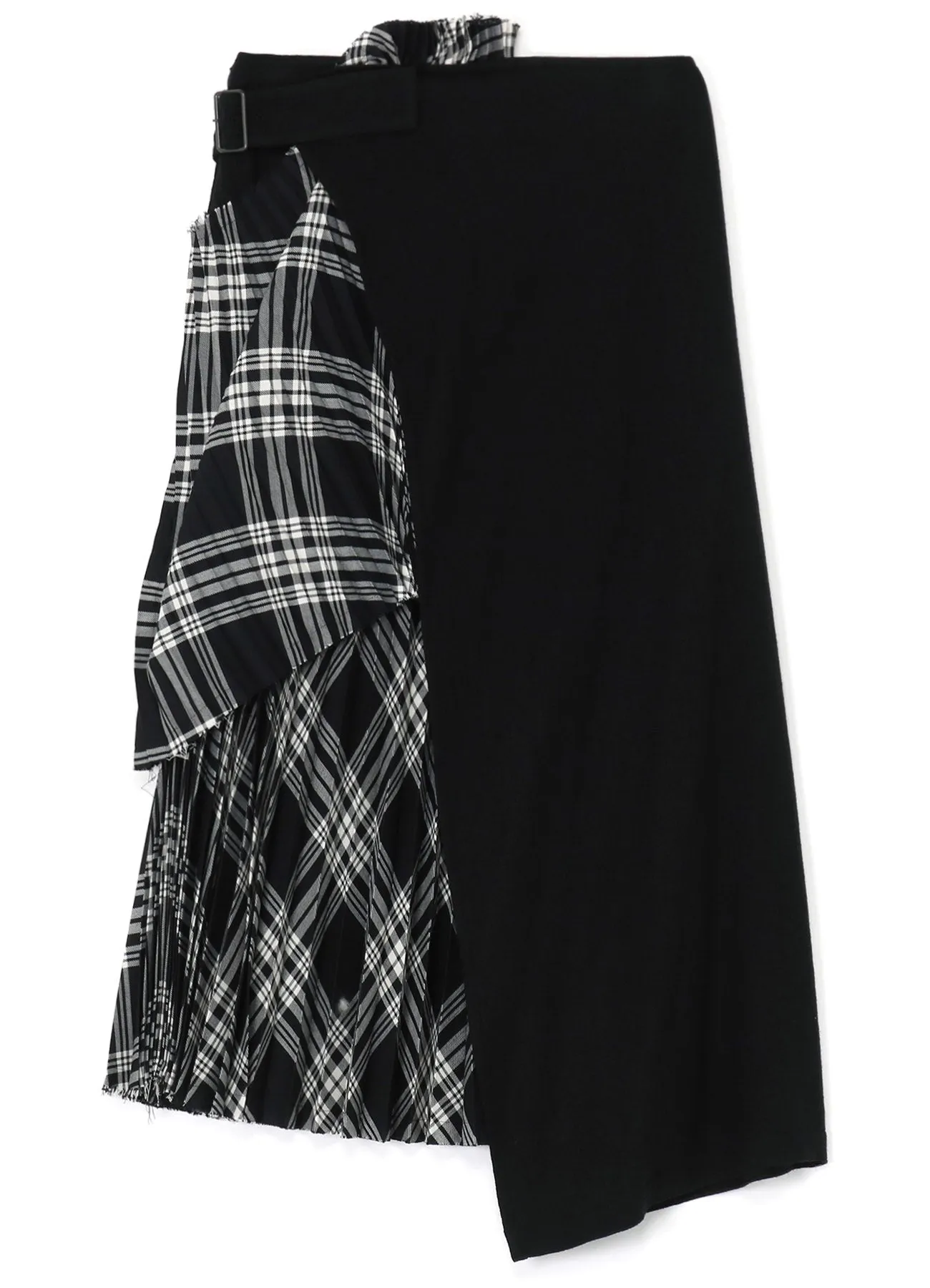 PLAID ASYMMETRIC PLEATED SKIRT