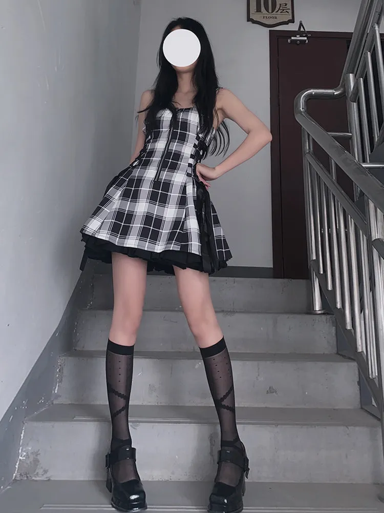 Plaid pleated dress KF82094